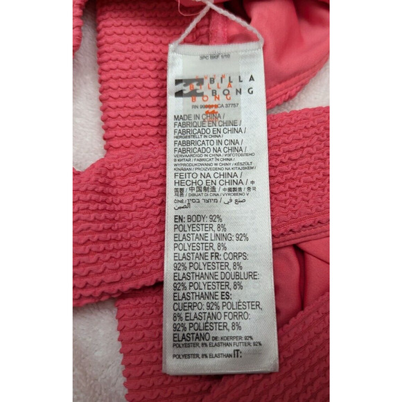 Billabong sz L Summer High Plunge Bikini Top textured pink swim 3250 - Picture 3 of 3